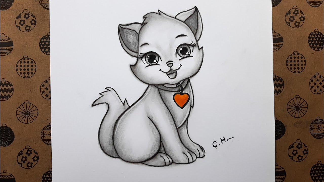 Kolay Yoldan Sevimli Bir Kedi Resmi Adım Adım Nasıl Çizilir, Çizim Hobimiz  Easy Cat Drawing
