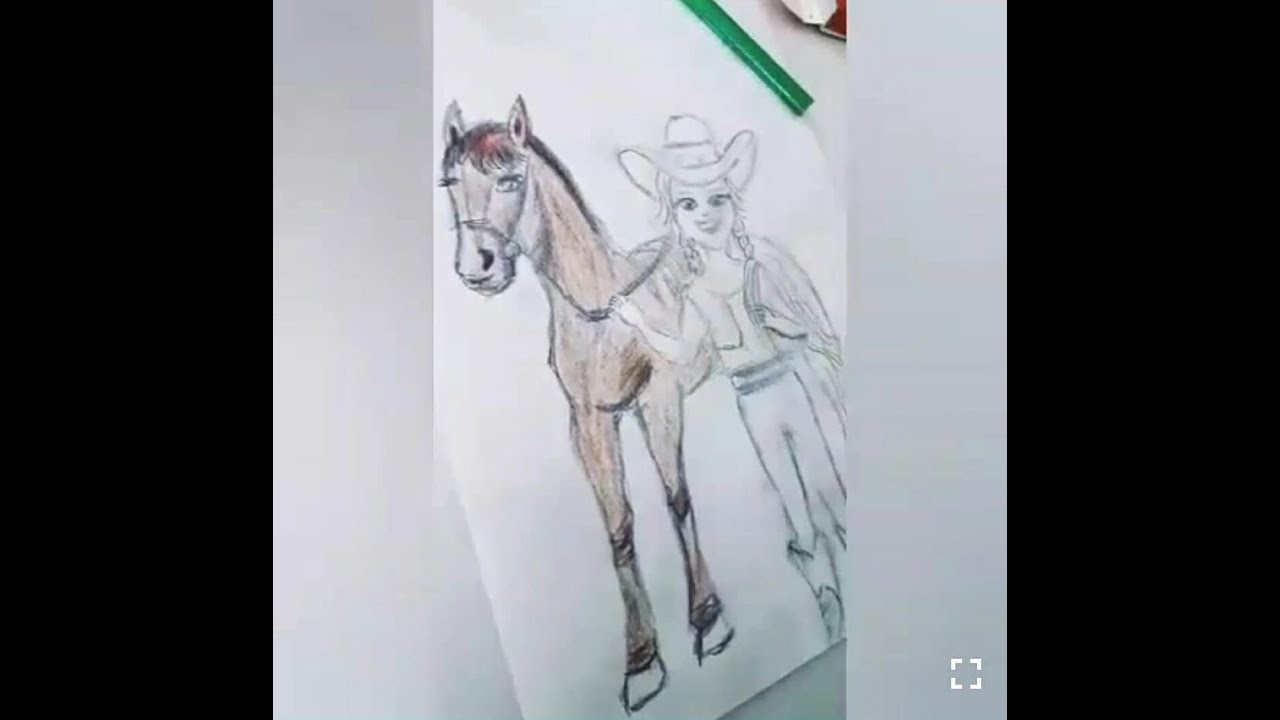 Kovboy kız çizimi / Cowboy girl drawing