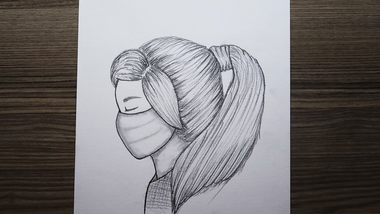Maskeli Üzgün Kız Çizimi