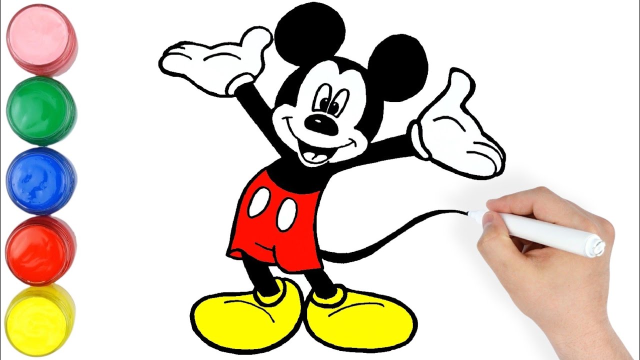 Mickey Mouse Çizim ve Boyaması | Nasıl Çizilir ? | Çocuklar için Çizim ve Boyama Videoları