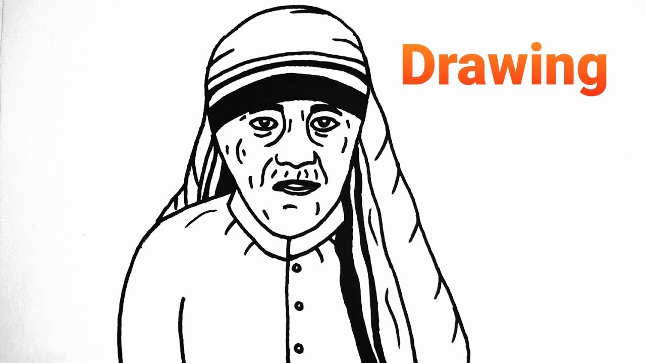 Mother Teresa Drawing | How to draw mother Teresa, How to draw mother Teresa pencil sketch