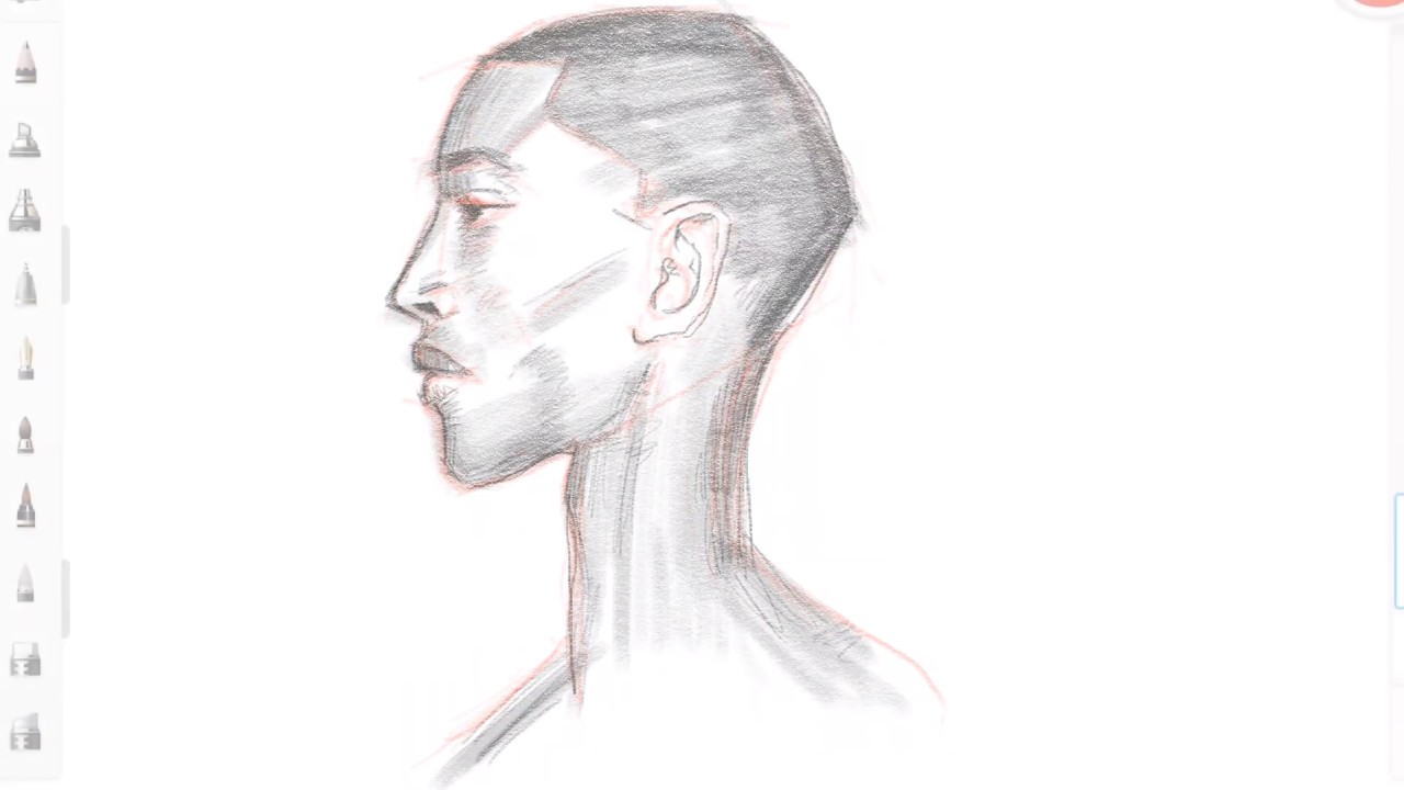 Nasıl çizilir? Yandan portre çizimi - Side profile portrait drawing