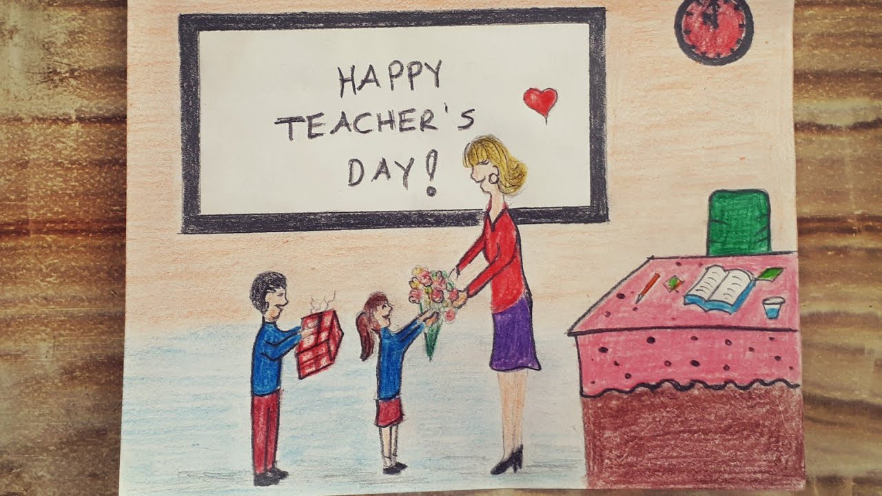 Öğretmenler Günü çizimi / Öğretmen Öğrenci çizimi / Teacher's Day drawing / Teacher,student drawing