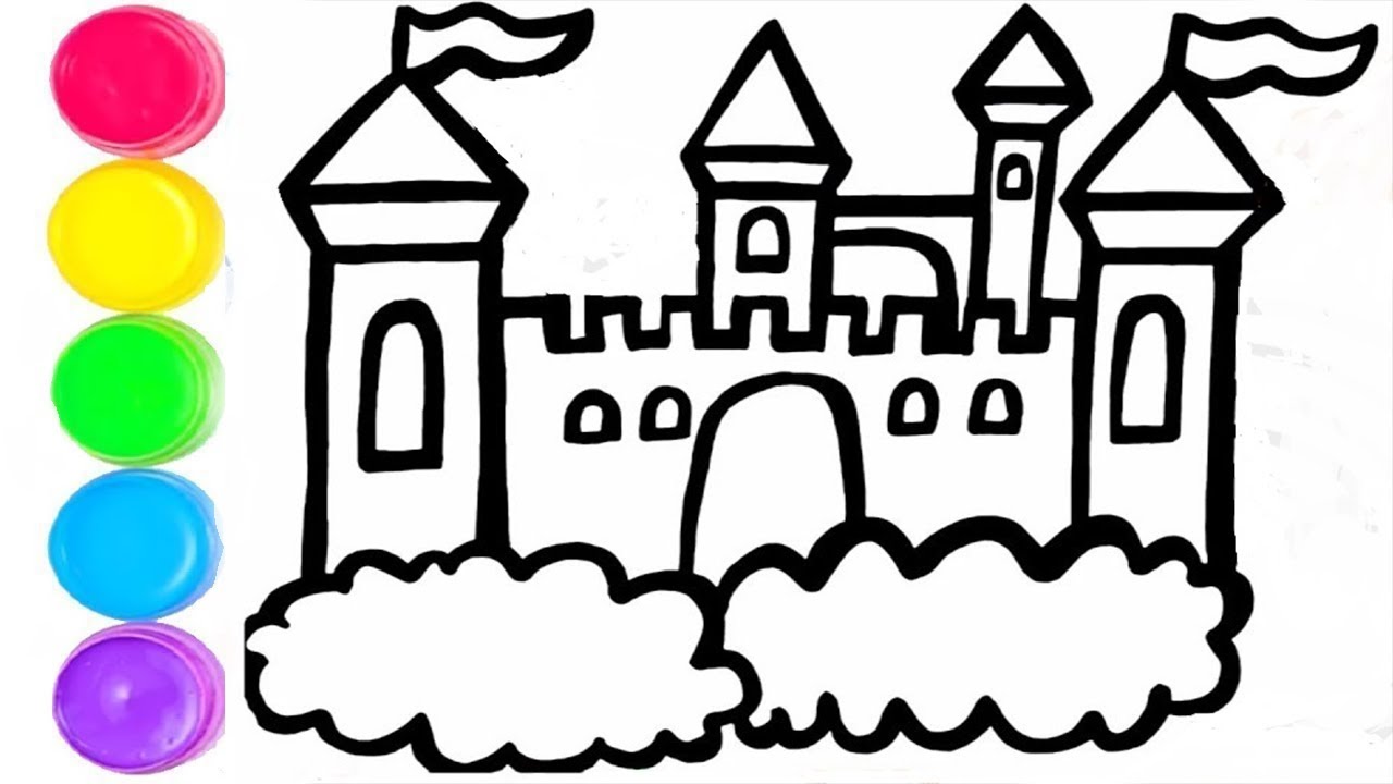 Pelajari Menggambar dan Mewarnai Kastil Rumah dan İtu Untuk Anak Anak