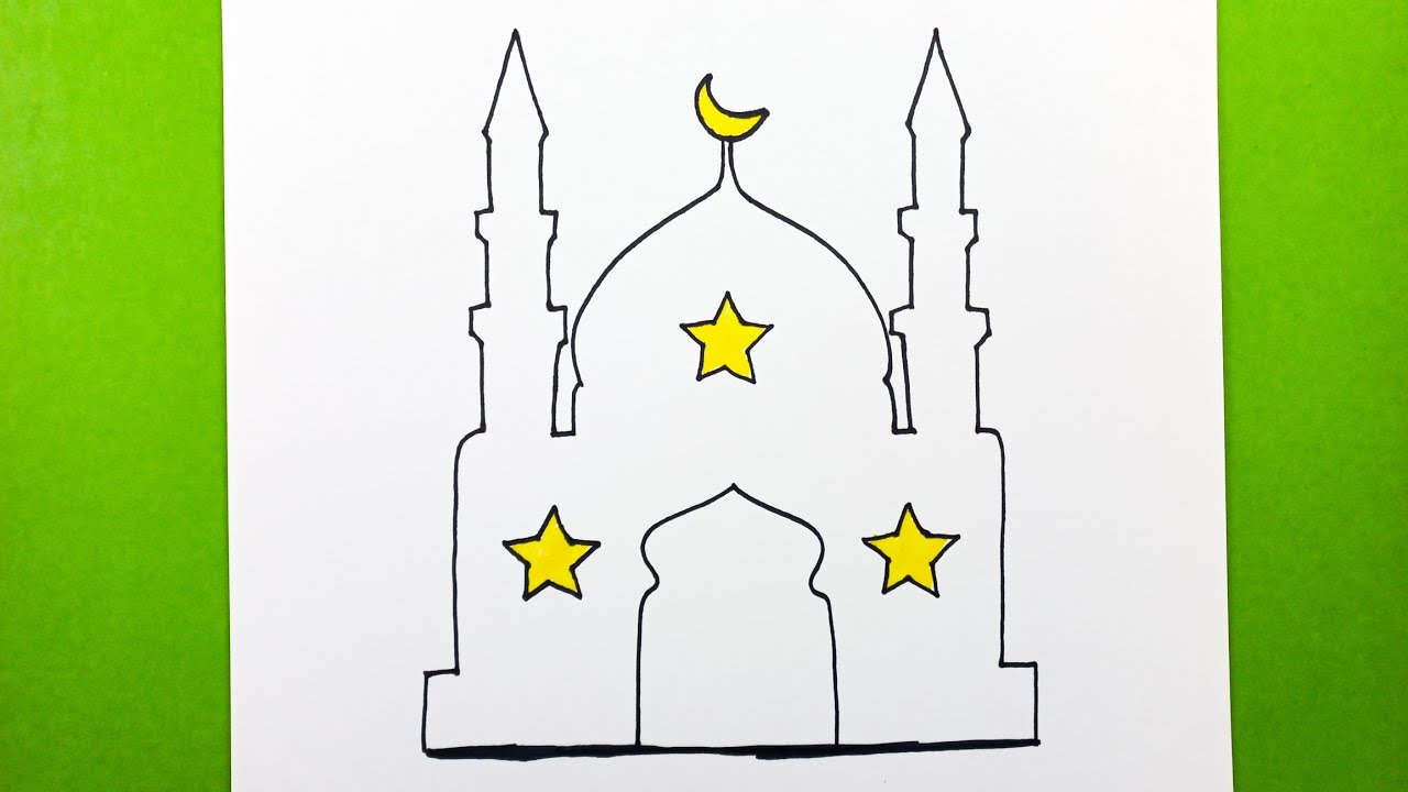 Ramazan Resmi Çizimi Çok Kolay, Cami Resmi Çizimi, Ramazan Resmi Nasıl Çizilir 2022, Ramadan Drawing