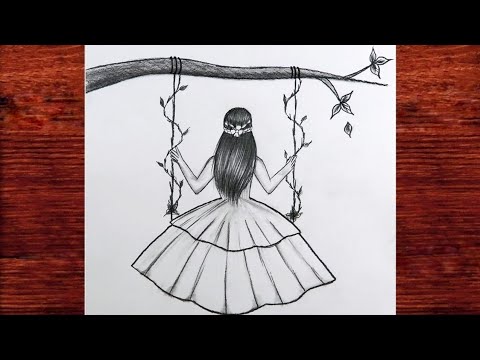 Sallanan Kız Çizimi Nasıl Yapılır / Arkası Dönük Kız Nasıl Çizilir / MA Çizim Girl Drawing Easy