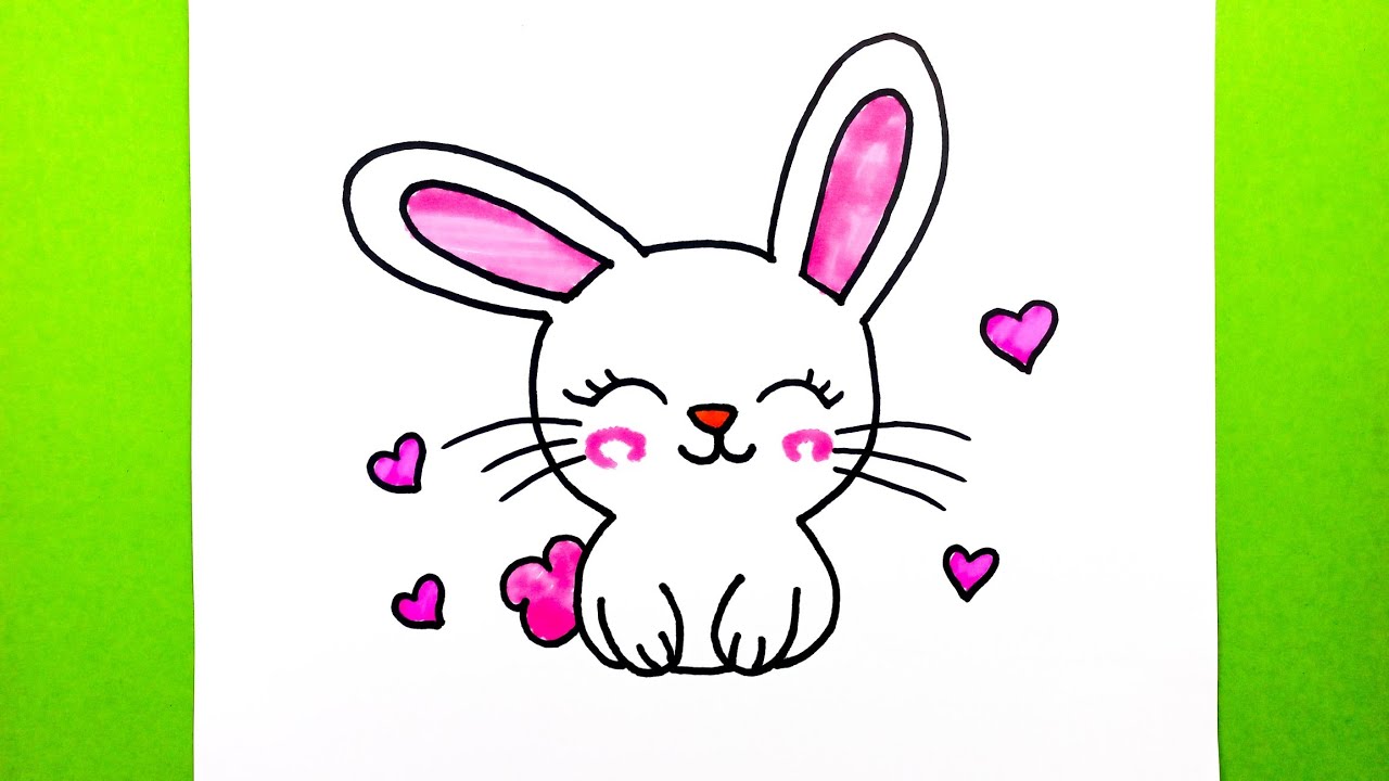 Sevimli Bir Tavşan Nasıl Çizilir, Tavşan Çizimi Çok Kolay, Çizim Saati Art Kolay Hayvan Çizimleri
