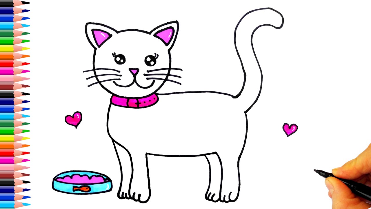 Sevimli Kedi Çizimi - Çok Kolay!!! - Kolay Kedi Çizimi- Kedi Nasıl Çizilir?