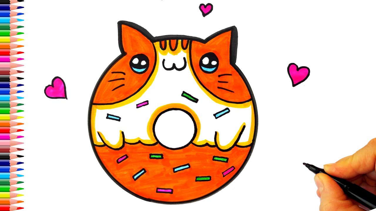 Sevimli Kedi Donut Çizimi - Donut Çizimleri- Kolay Çizimler - Donut Nasıl Çizilir?