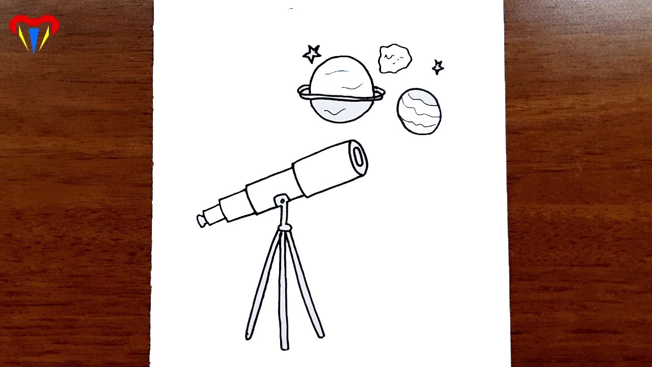 TELESKOP çizimi - kolay uzay çizimleri - kolay çizimler, basit, sevimli, güzel, tatlı, resim
