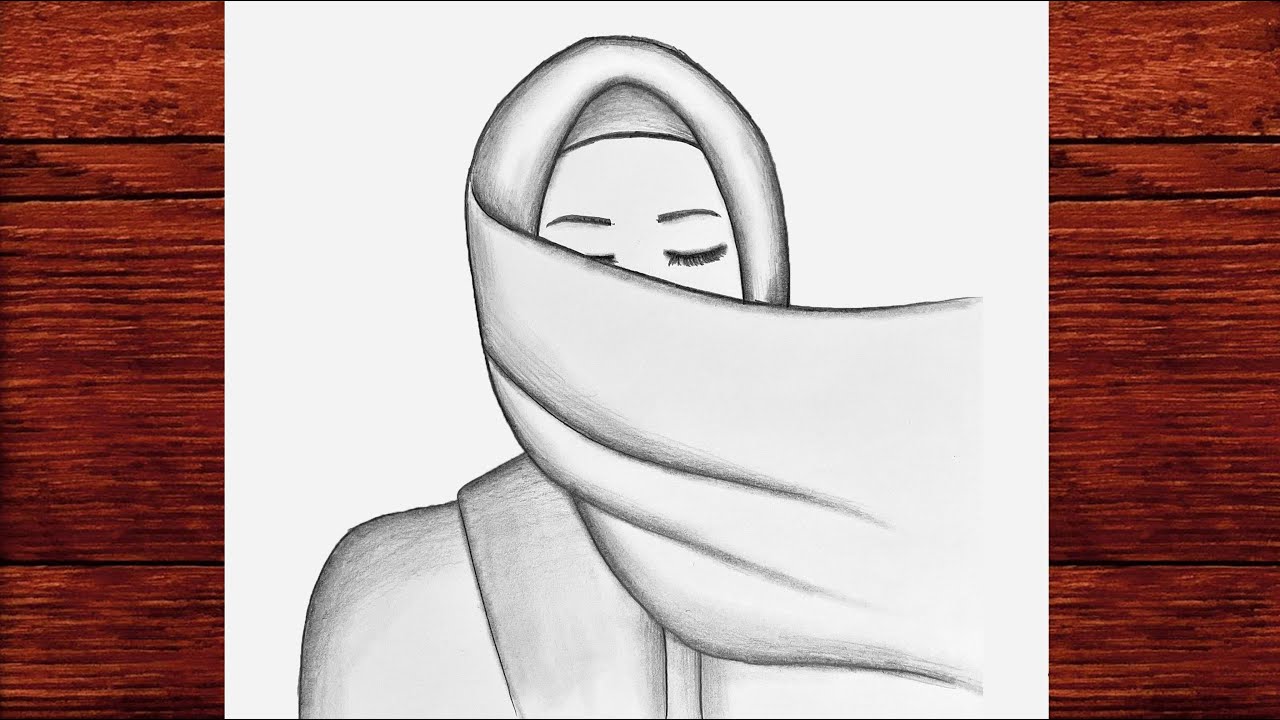 Tesettürlü Bir Kız Nasıl Çizilir - How to draw a Girl with Hijab - Drawing Muslim Girl Step by Step