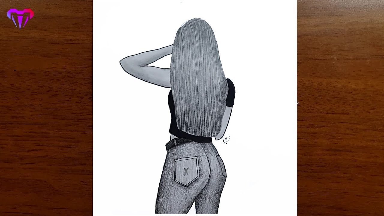 Uzun saçlı arkası dönük kız nasıl çizilir - karakalem çizimleri yeni başlayanlar için