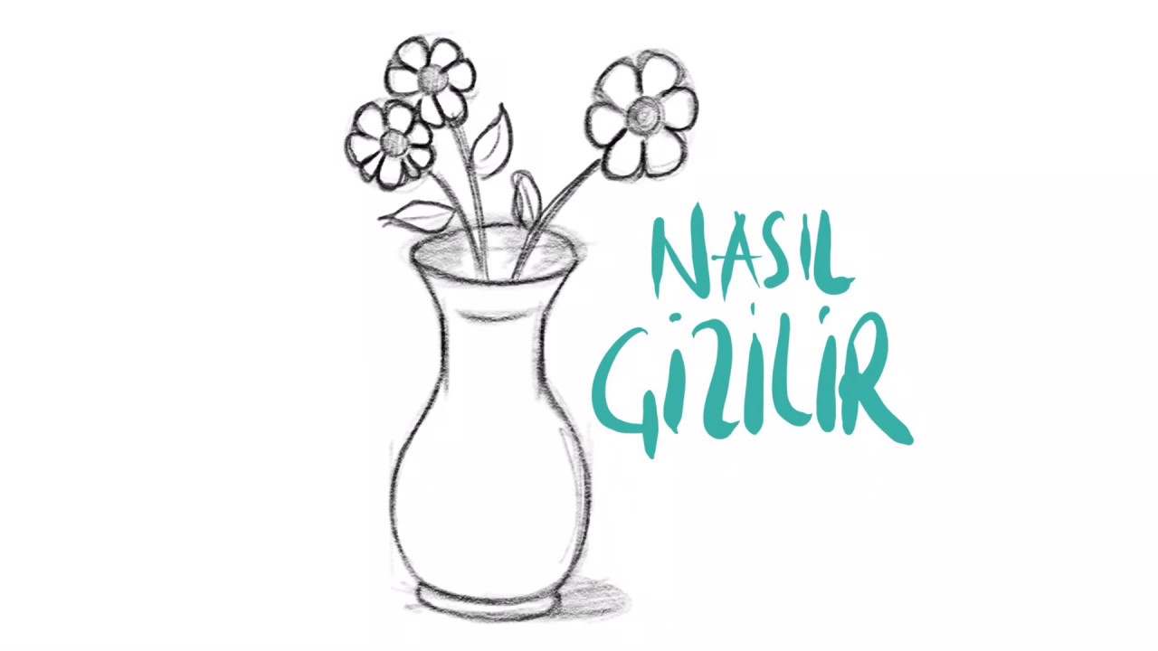 Vazo resmi nasıl çizilir || vazoda çiçek çizimi || flower drawing in a vase for beginners
