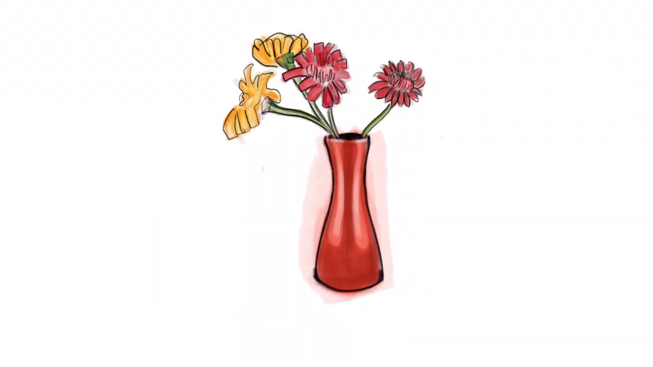 Vazoda çiçek nasıl çizilir - vazo çizimi
