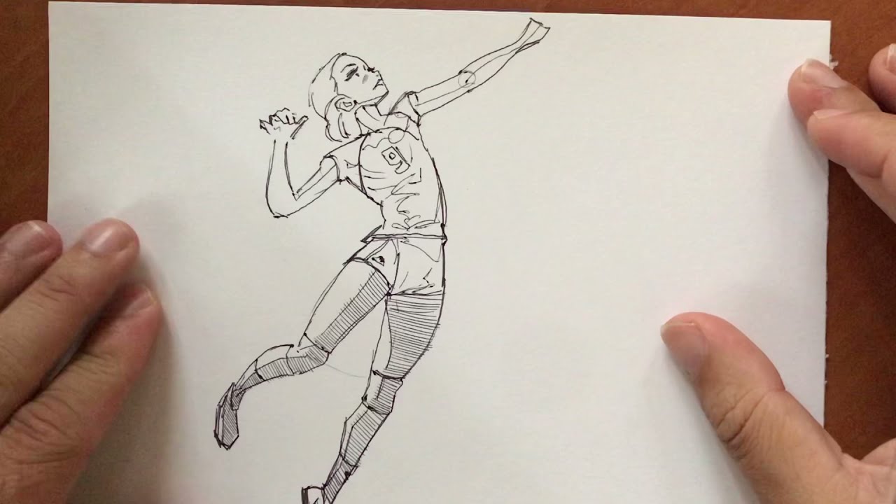 Voleybolcu kız nasıl çizilir  | Voleybol oynayan kız figürü çizimi