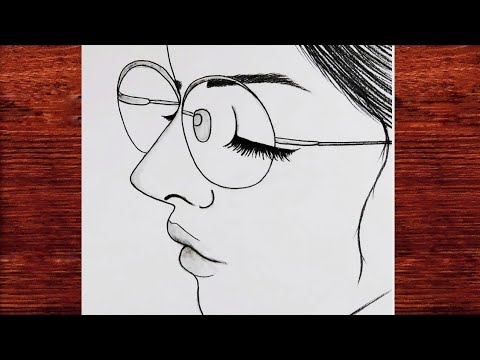 Yeni Başlayanlar İçin Gözlüklü Güzel Kız Nasıl Çizilir / Karakalem Adım Adım Kolay Çizim / M.A Çizim