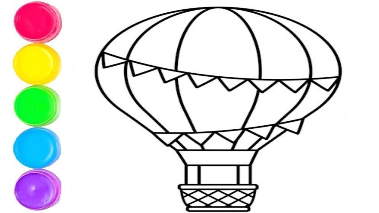 how to draw air balloon for kids,bolalar uchun rasm chizish