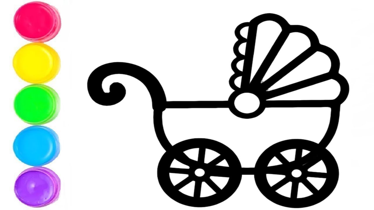 how to draw baby carriage | coloring and drawing videos for kids | how to draw