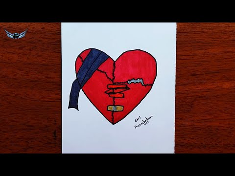 kırık kalp çizimi nasıl çizilir - kolay çizimler - boyama