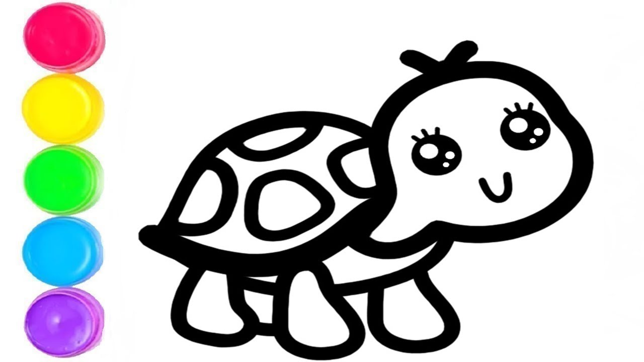 turtle drawing and coloring and coloring for kids toddlers