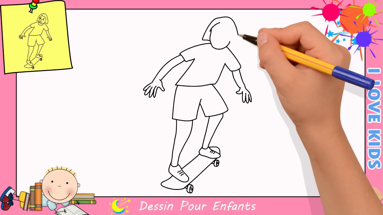 Comment dessiner un skateboard FACILEMENT etape par etape pour ENFANTS 6