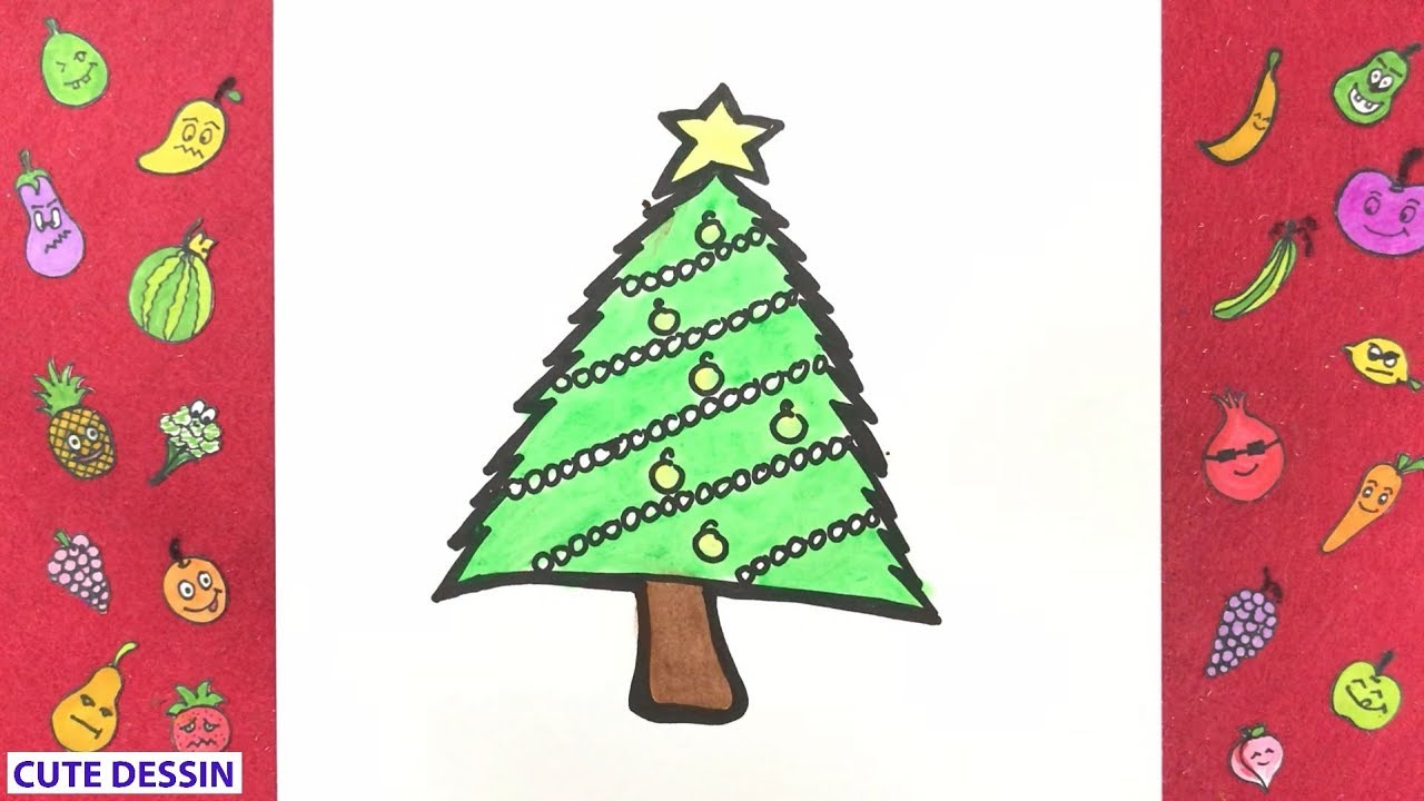 Comment dessiner un sapin de Noel mignon FACILEMENT étape par étape 4 – Dessin sapin de Noel