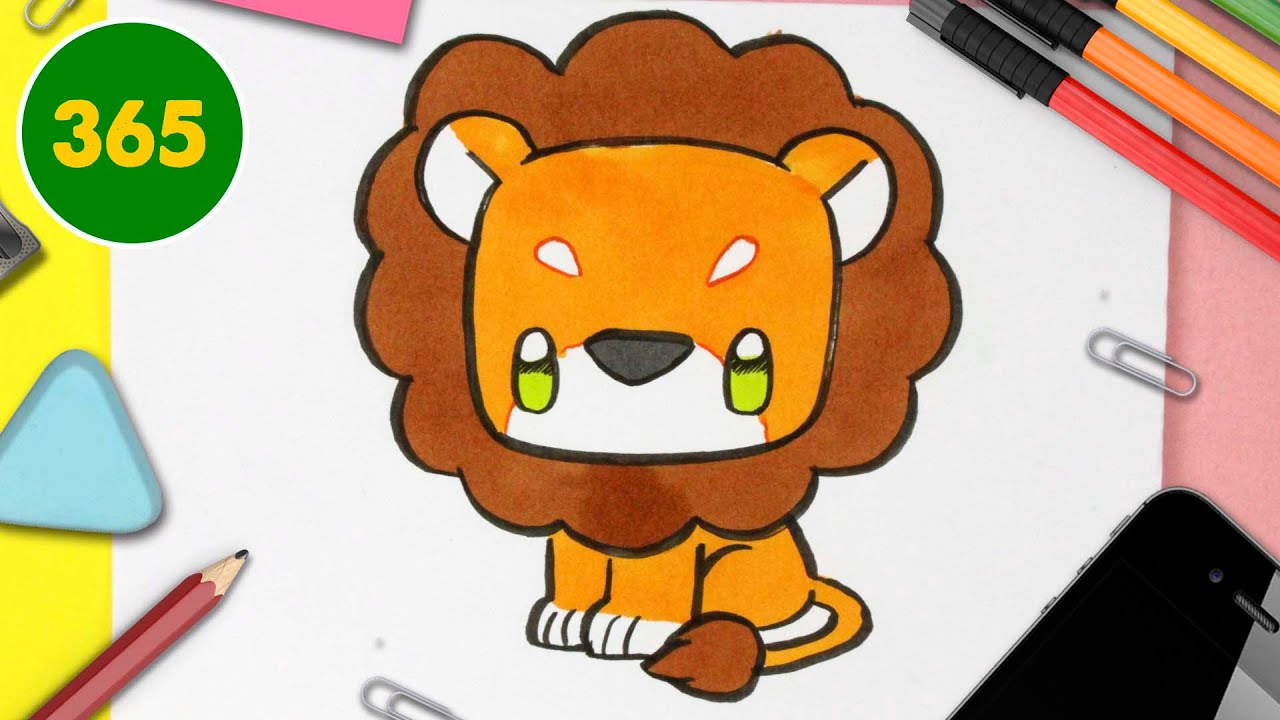 Comment dessiner un Lion kawaii | Dessins faciles | Comment dessiner des animaux kawaii