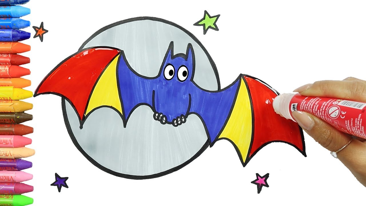 Cómo Dibujar y Colorear Murciélago | Dibujos Para Niños con MiMi  | Aprender Colores