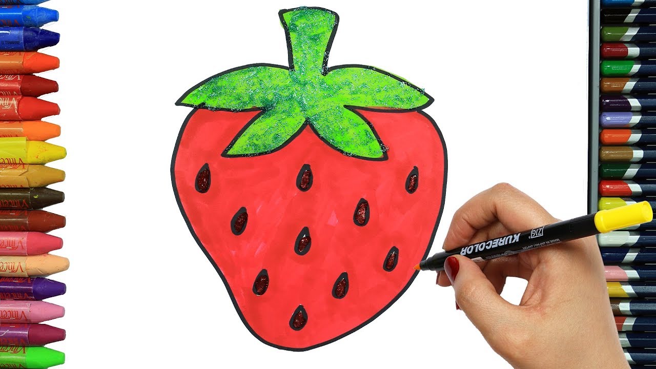 Cómo Dibujar y Colorear fresa | Dibujos Para Niños