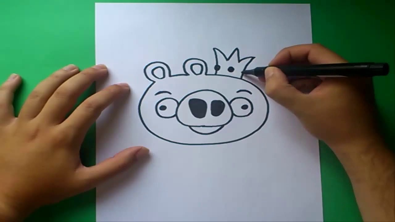 Como dibujar a los cerditos paso a paso  - Angry birds | How to draw the piggies - Angry birds