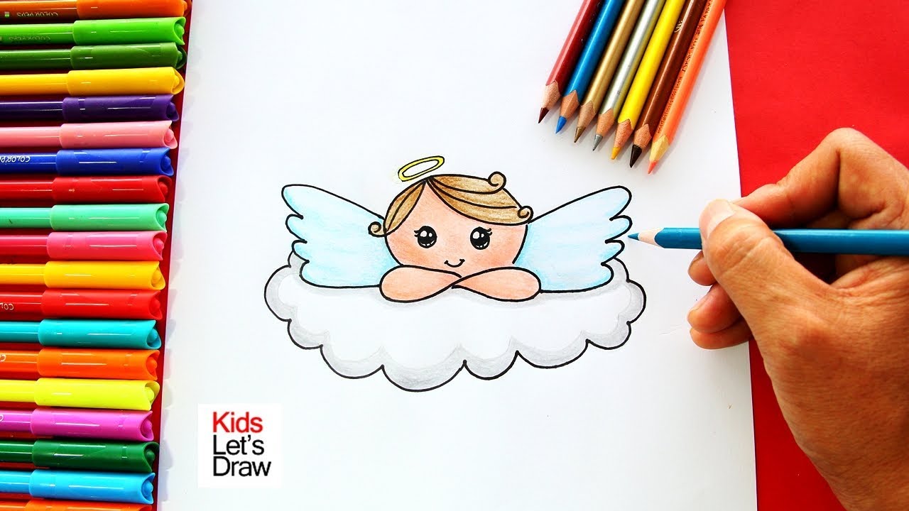 Cómo dibujar un ANGEL de Navidad de foma fácil | How to draw a Christmas Angel