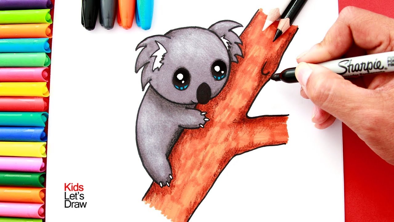 Cómo dibujar un KOALA kawaii en un árbol | Learn to Draw a Cute Koala in a tree
