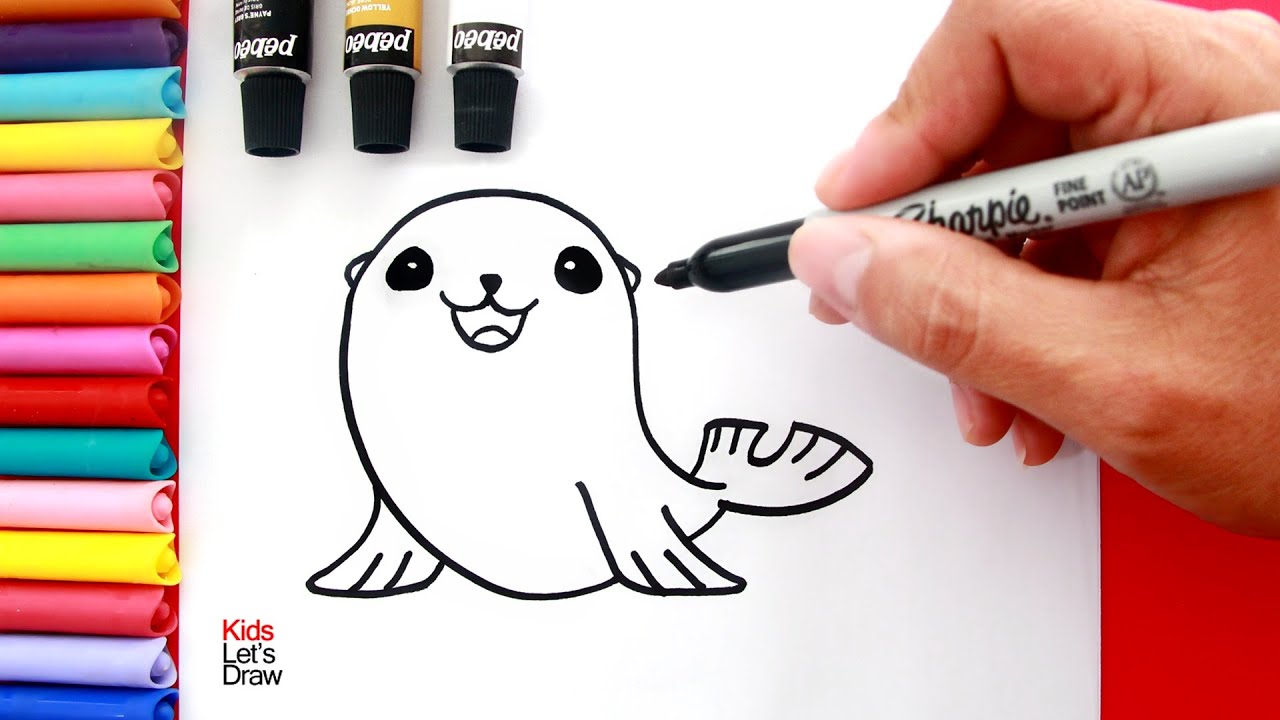 Cómo dibujar un LEÓN MARINO Kawaii | How to draw a cute Sea Lion