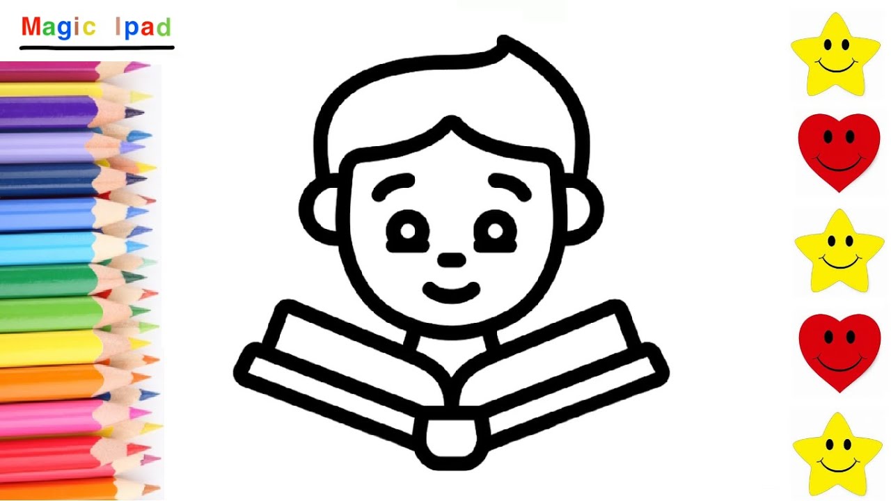 Como dibujar un NIÑO LEYENDO LIBRO | dibujos niños  How to draw a BOY READING BOOK | drawings kids