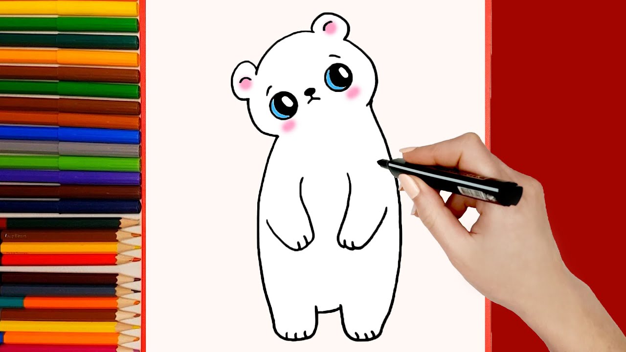 Como dibujar un Oso Polar Kawaii Paso a Paso Fácil  Como dibujar animales kawaii