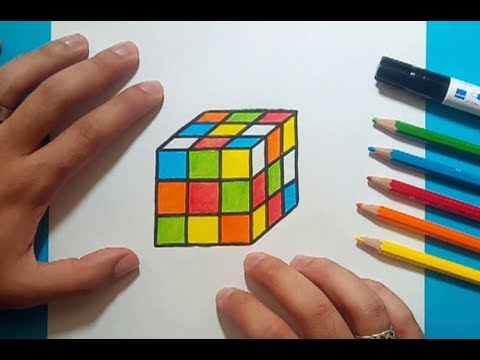 Como dibujar un cubo de rubik paso a paso | How to draw a rubik's cube