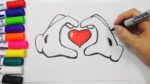 DIBUJANDO Y COLOREANDO MANOS CON CORAZÓN/drawing and coloring hands with heart for kids/Yaye
