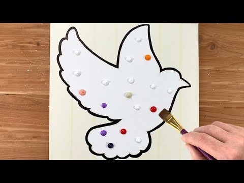 Dove Bird｜Double Exposure Acrylic Painting Step by Step｜Easy Masking Tape Satisfying ASMR #113