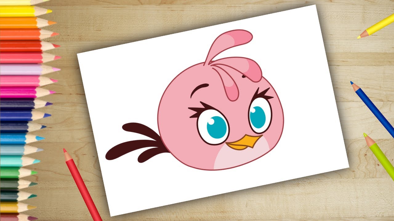 Drawing Pink Angry Bird Stella | How to draw Stella angry bird