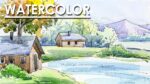 Easy Line & Wash Watercolor Landscape Painting
