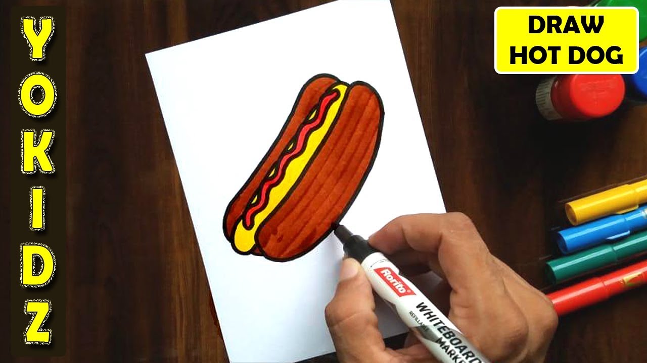 HOW TO DRAW A HOT DOG EASY