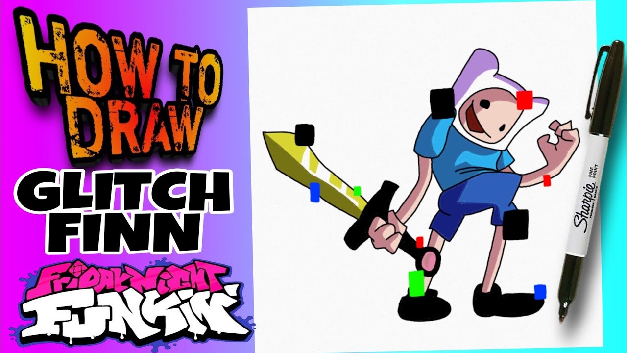 HOW TO DRAW GLITCH FINN FROM FRIDAY NIGHT FUNKIN | como dibujar a finn glitch de friday night funkin