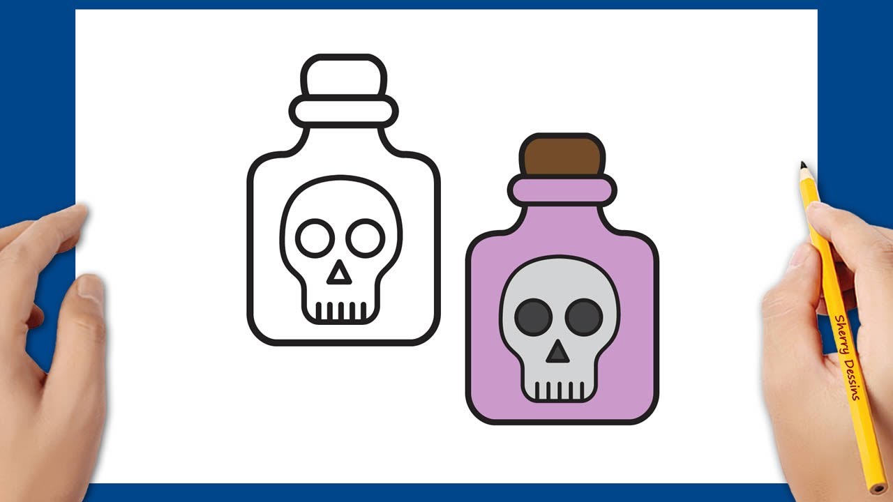 Halloween Dessin: Comment dessiner une bouteille de poison