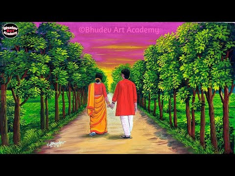 How To Draw Valentines day |Romantic Couple Painting With Earthcolor