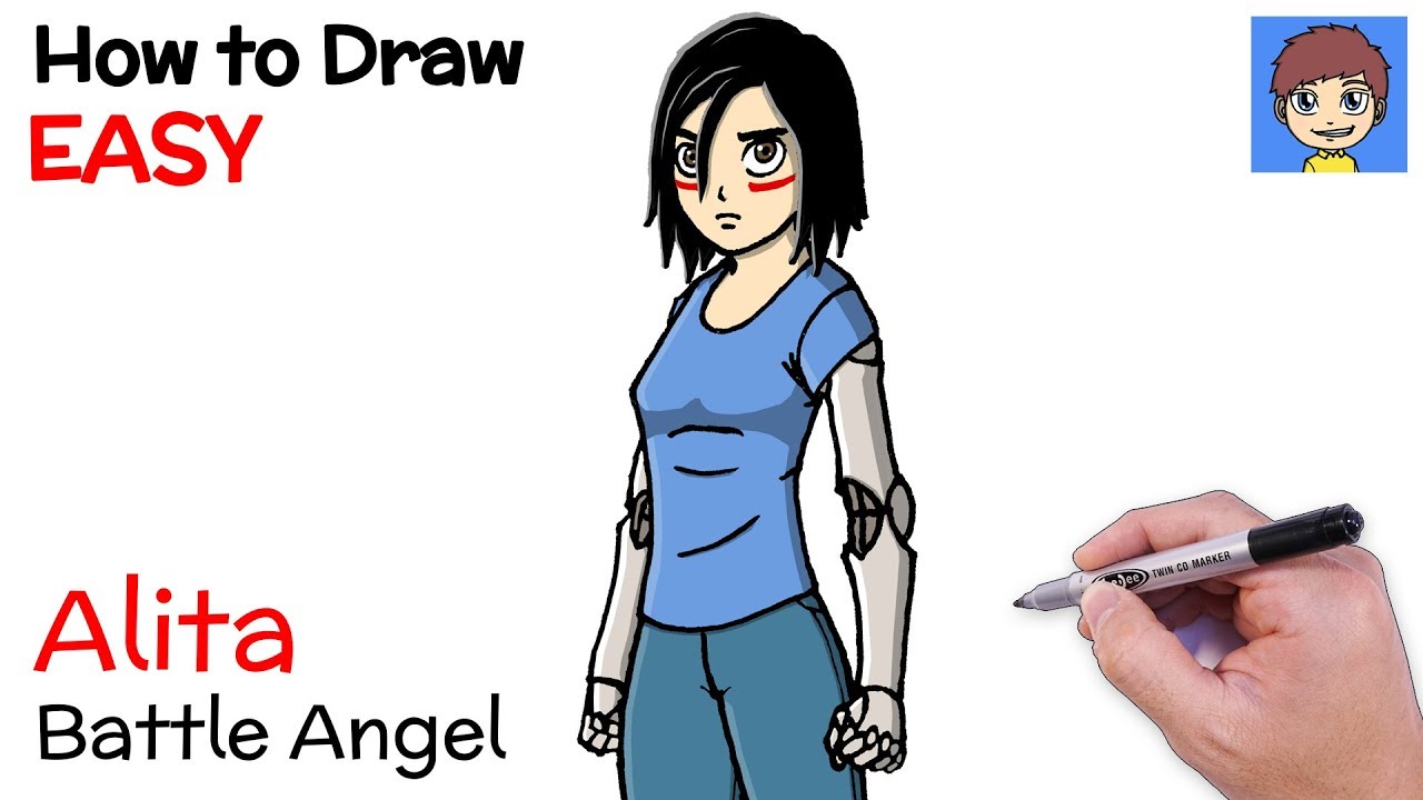 How to Draw Alita Battle Angel Step by Step - Easy Drawing Tutorial