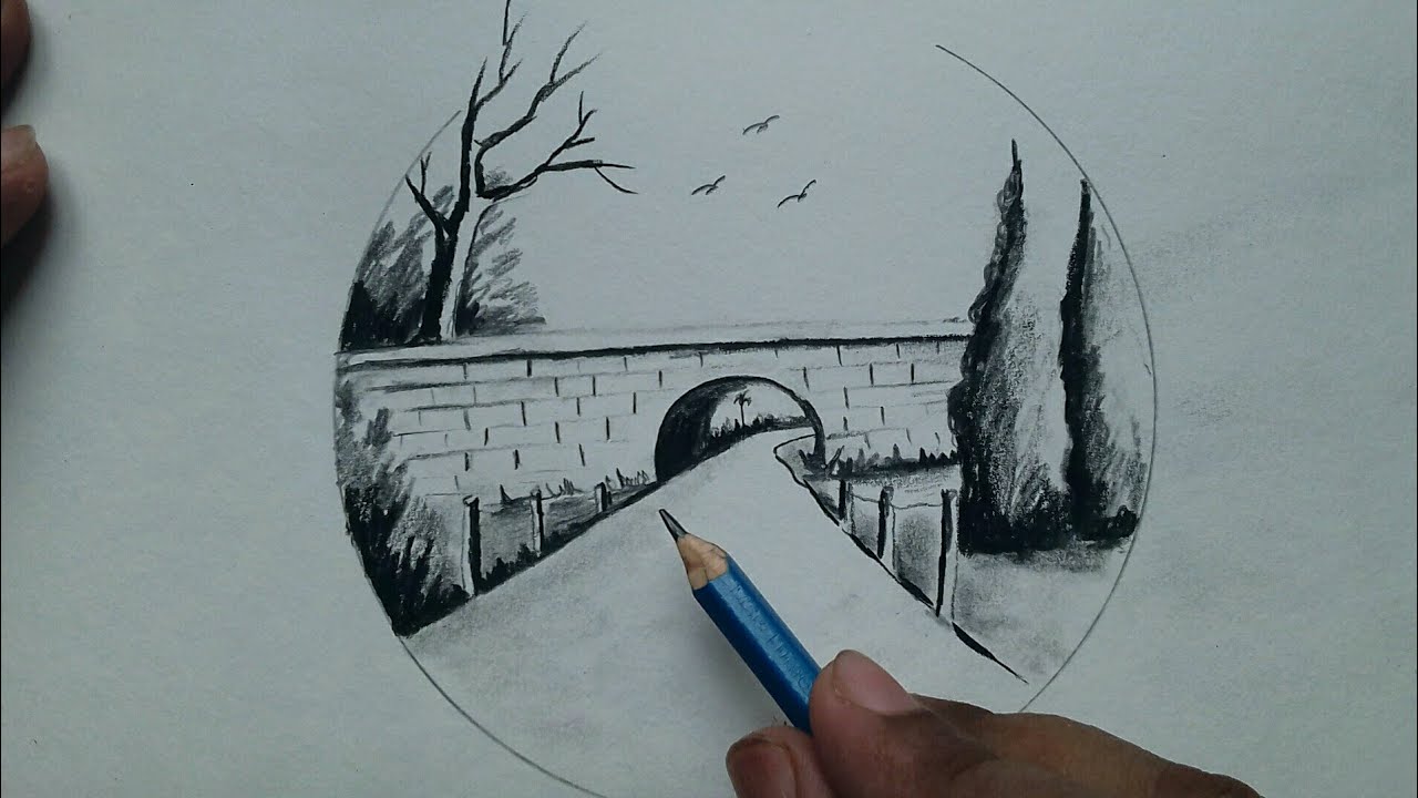How to Draw Easy Scenery Drawing Pencil / Super Simple Nature Scenery Drawing Step by Step