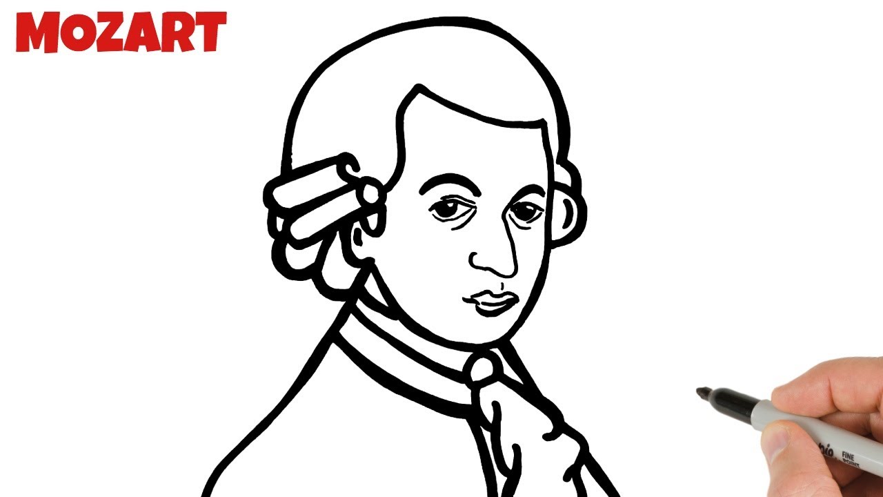 How to Draw Mozart Easy | Famous Portraits