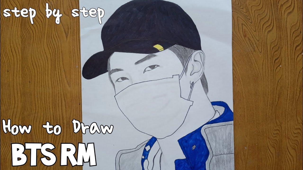 How to Draw RM From BTS |BTS RM drawing in Mask |Rap Monster drawing step by step|RM Drawing |랩 몬스터