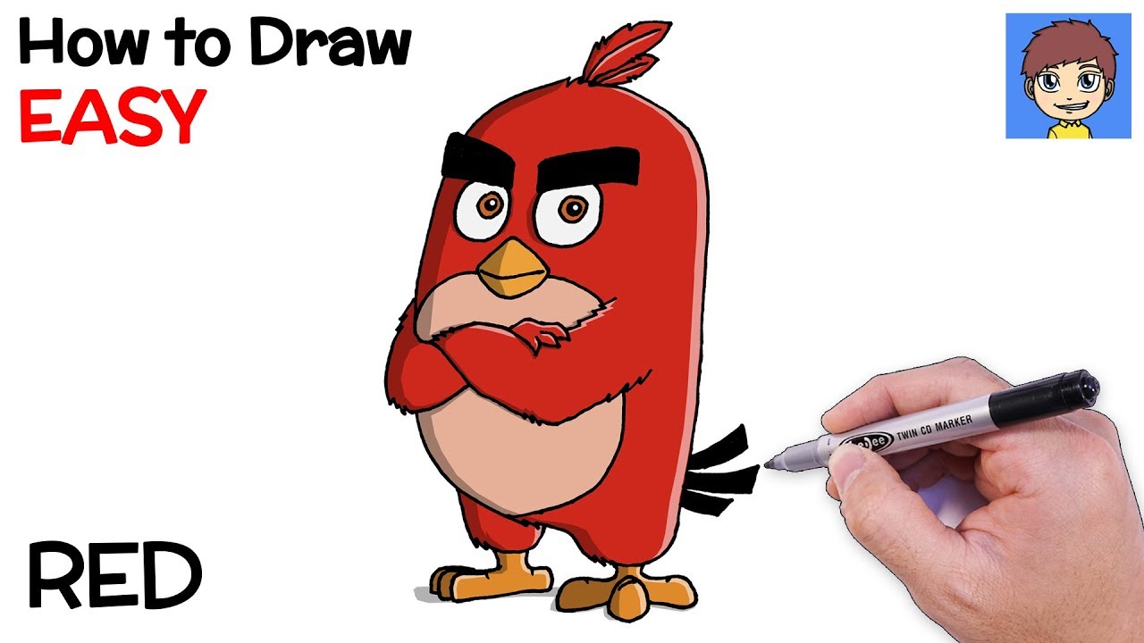How to Draw Red From Angry Birds Step by Step - Angry Birds Drawing