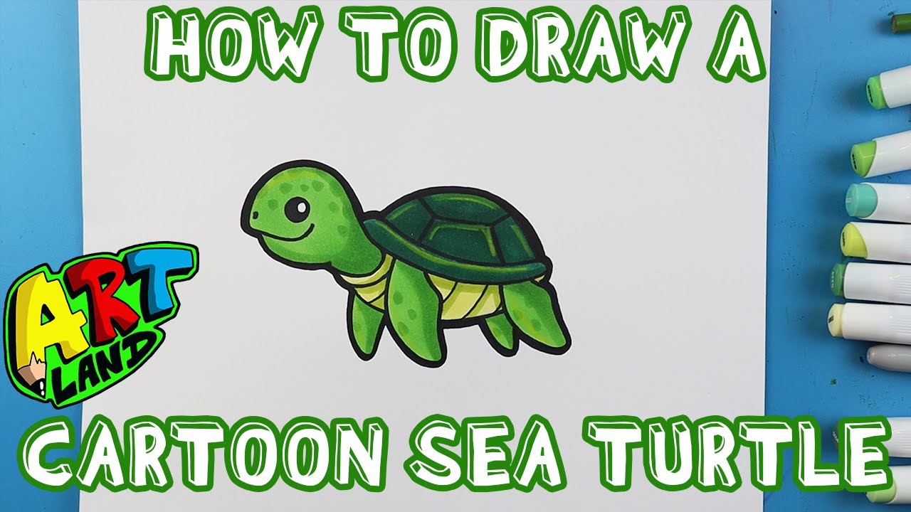 How to Draw a CARTOON SEA TURTLE!!!